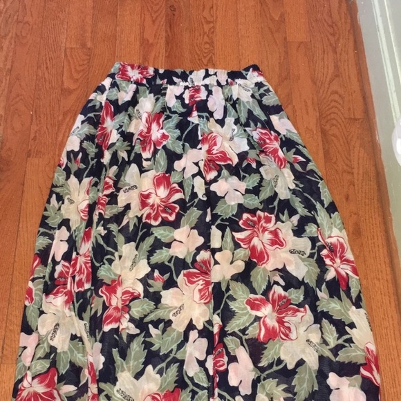 🍂🍁 Fall Vintage Mexx Floral Midi Button Wrap Skirt Sz 5/6 - Picture 6 of 8